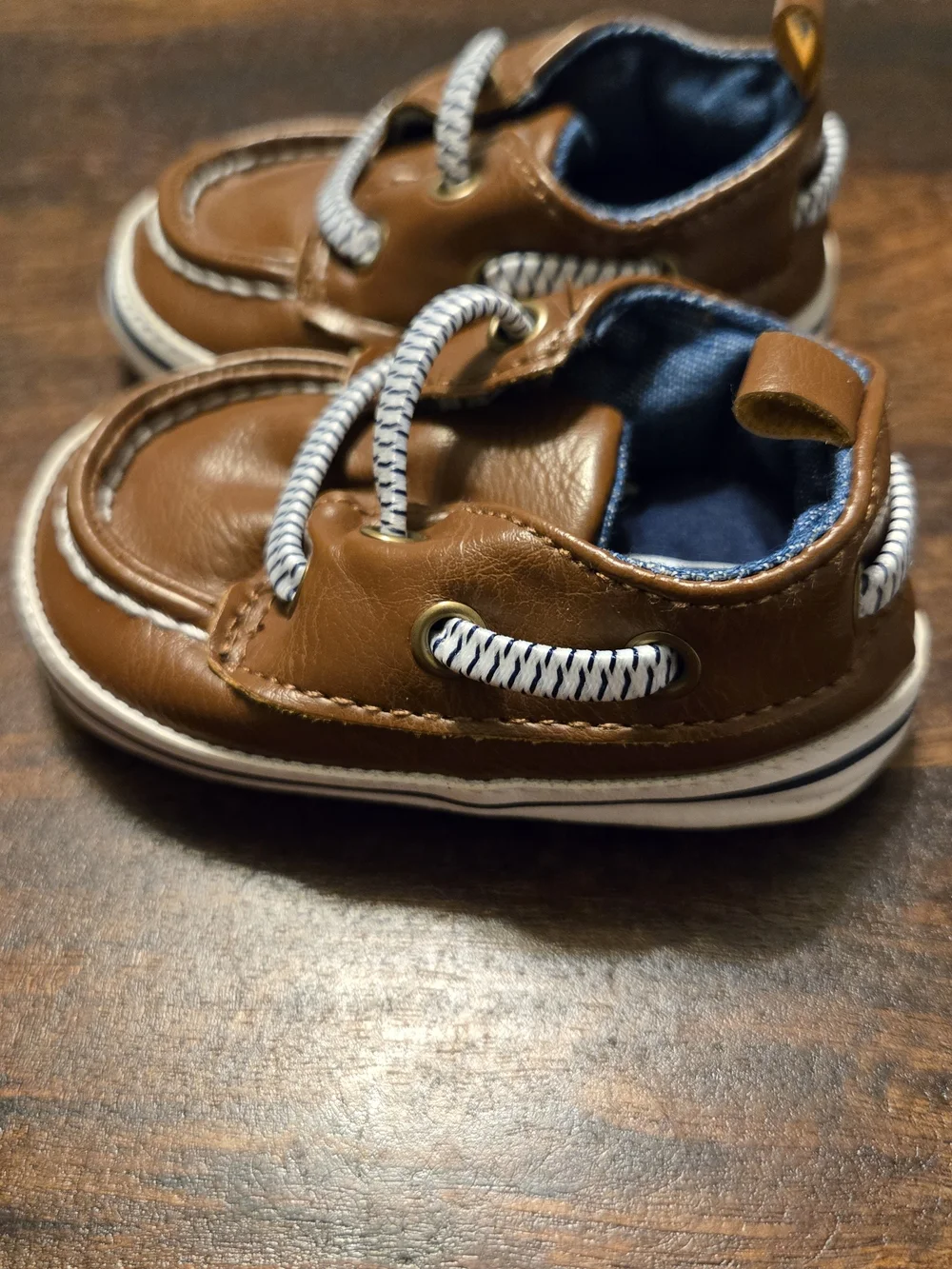 Carter's Brown Leather-Look Baby Boat Shoes 0-3 Months